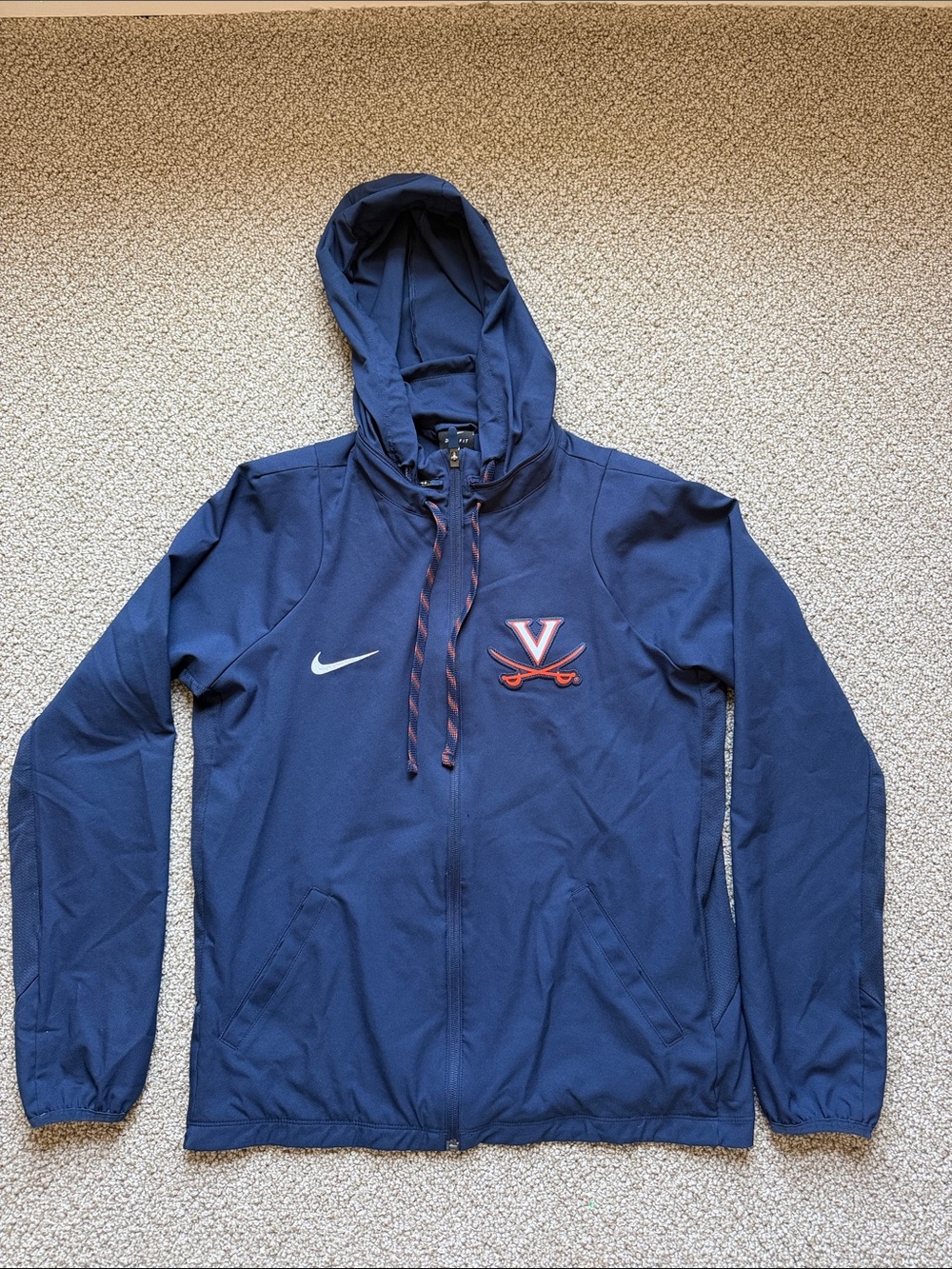 Nike Dri-FIT Virginia Cavaliers Full Zip Hooded Jacket Navy Blue Medium UVA